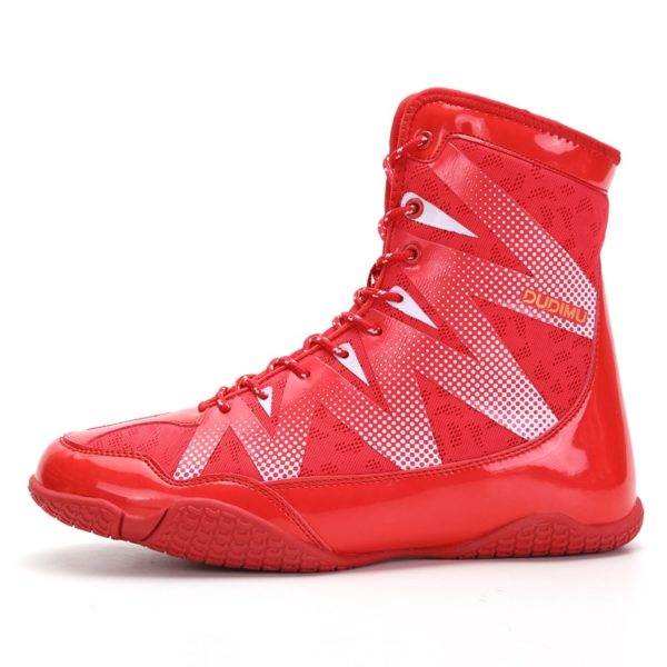 Chaussures de combat antidérapantes Chaussure de boxe Chaussure art martiaux Couleur: Rouge Taille: 46