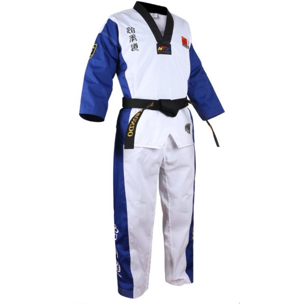 Tenue haute qualite taekwondo Tenue taekwondo Tenue art martiaux Tenue karate Tenue kung fu Couleur: Bleu Taille: XL