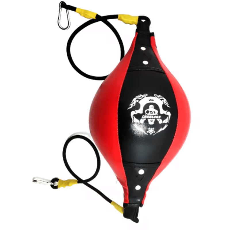 Ballon de frappe double élastique pour entraînement de vitesse en boxe, MMA et Muay Thai. Sac de frappe en cuir PU durable avec élastiques ajustables pour un entraînement précis et efficace, modèle rouge et noir