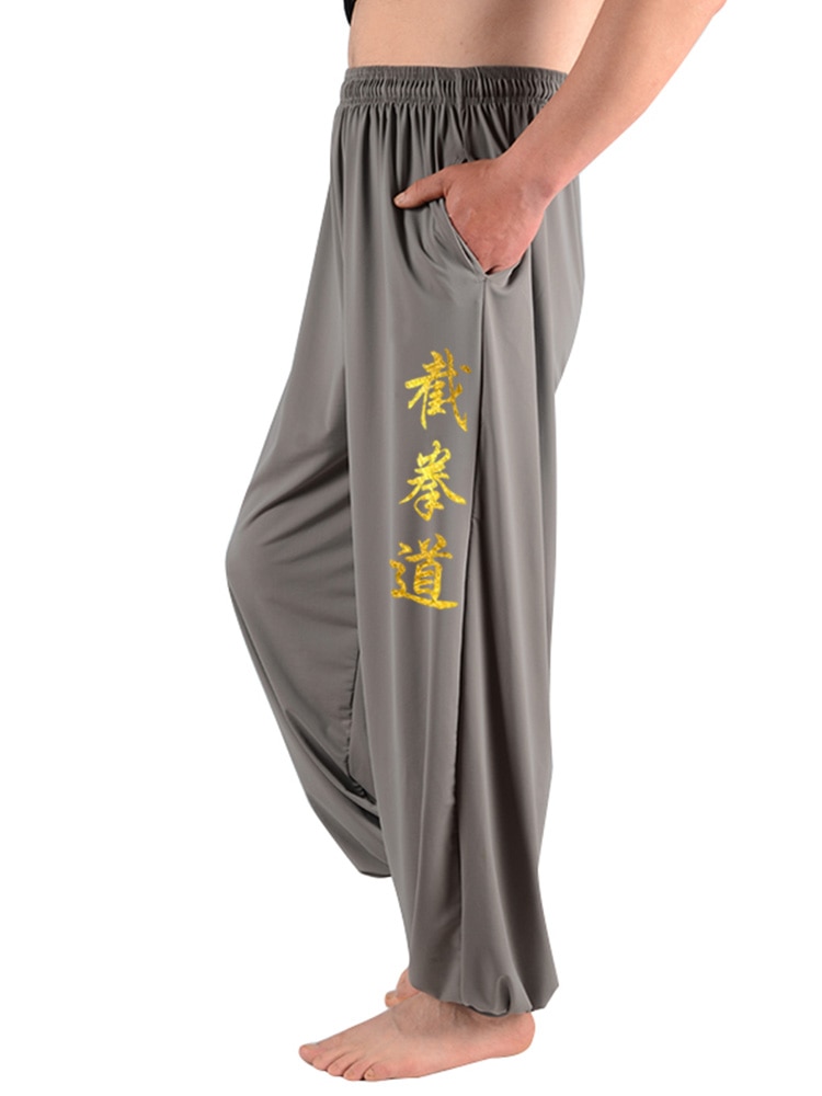 Pantalon de Bruce Lee Tenue art martiaux Couleur: Gris Taille: XXXL