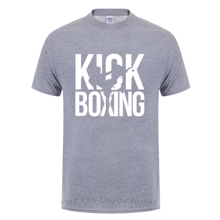 T-shirt imprime Kick Boxing T-shirt art martiaux T-shirt boxe Couleur: Gris Taille: XL