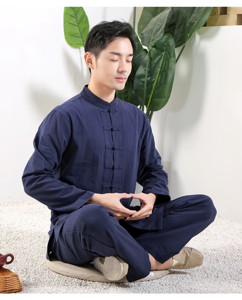 Tenue d’arts martiaux en coton Tenue art martiaux Tenue kung fu Couleur: Bleu Taille: XXXL