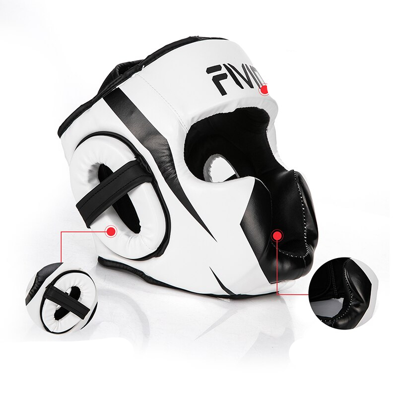 Casque De Boxe MUAY Noir Avec Mentonnière En Cuir - Velcro MUAY