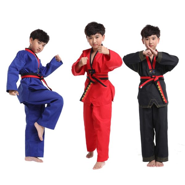 Vêtements de Taekwondo pour adultes et enfants Tenue art martiaux Tenue taekwondo a7796c561c033735a2eb6c: Bleu|Noir|Rouge