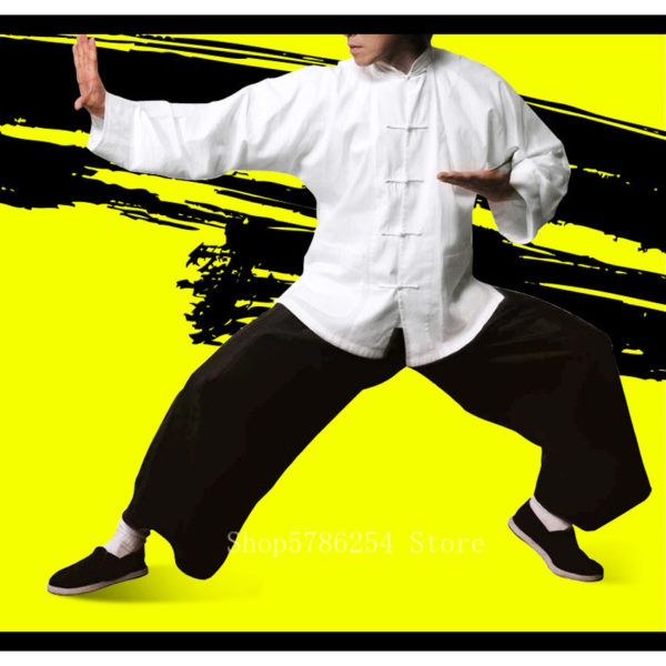 Uniforme de Kung Fu chinois traditionnel pour hommes Tenue art martiaux Tenue kung fu a7796c561c033735a2eb6c: Noir