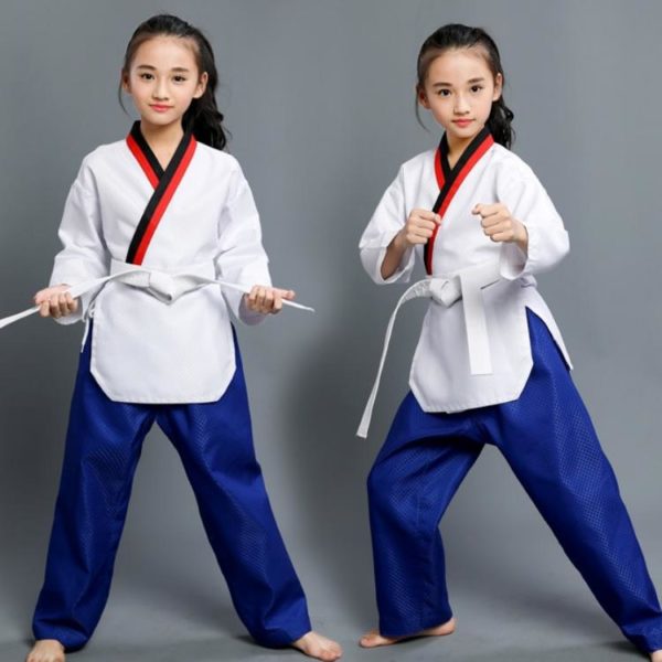 Tenue de taekwondo bicolore pour fille Tenue taekwondo Tenue art martiaux a7796c561c033735a2eb6c: Bleu|Rouge