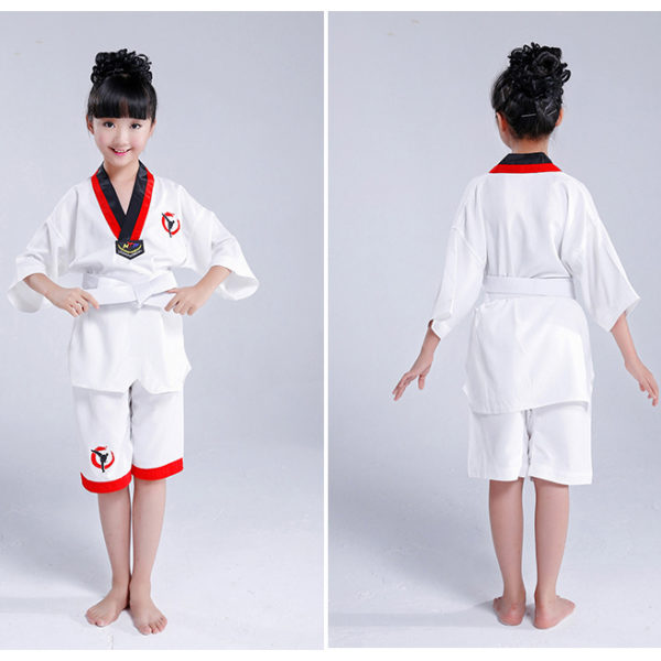 Uniforme de karaté pour enfants manches courtes Tenue art martiaux Tenue karate a7796c561c033735a2eb6c: Blanc