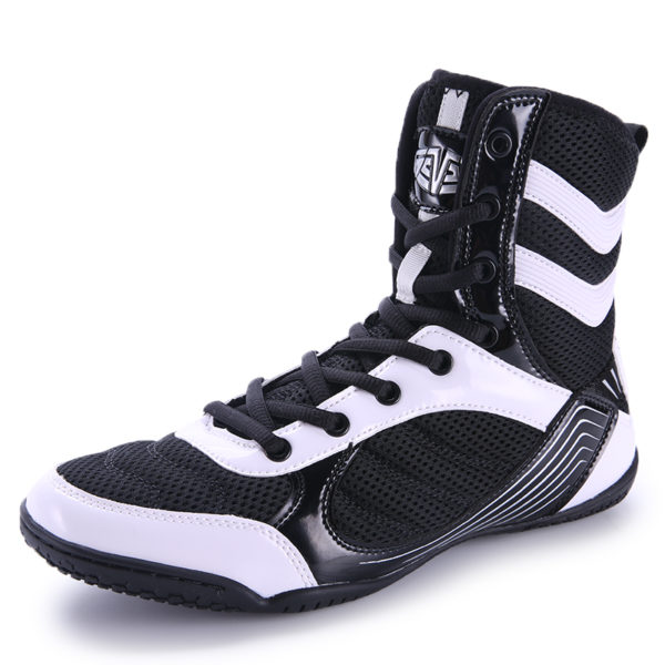 Chaussures montantes de boxe pour hommes Chaussure de boxe Chaussures art martiaux Couleur: Noir Taille: 38