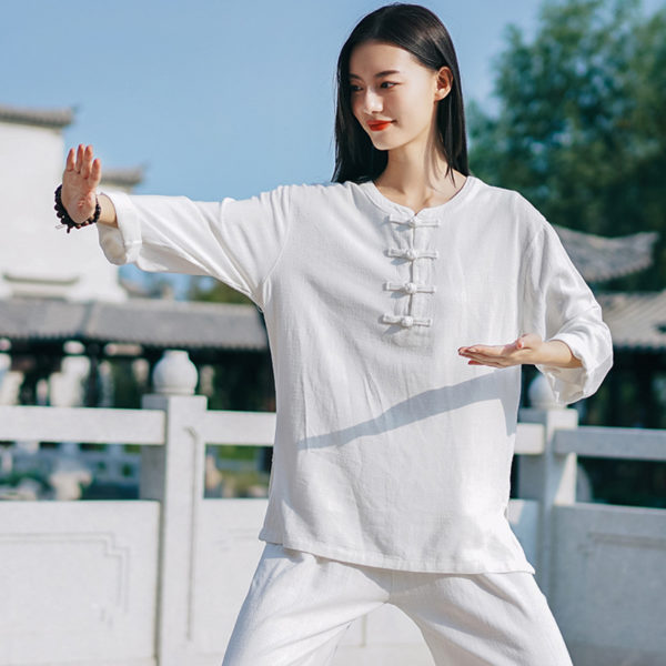 Uniforme léger en lin pour le Tai Chi Tenue art martiaux Tenue taekwondo a7796c561c033735a2eb6c: Blanc|Blanc|Gris|Gris