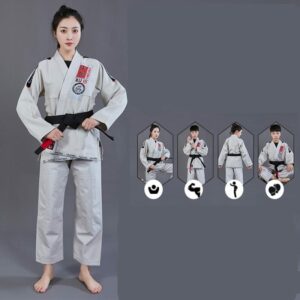 Costume de Jitsu pour femmes, uniforme de jjj Gi, style brésilien Kimono judo/ JJB Tenue arts martiaux a7796c561c033735a2eb6c: Blanc|Gris|Vert