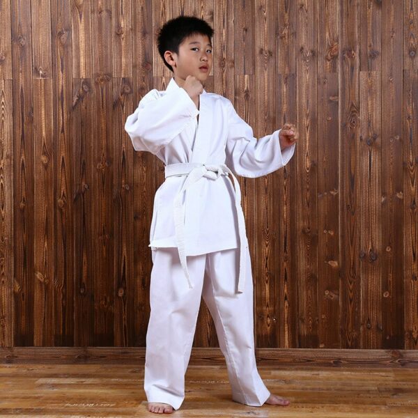 Tenue de sport de combat karaté ou taekwondo pour enfants Tenue arts martiaux Tenue karaté Tenue taekwondo a7796c561c033735a2eb6c: Blanc
