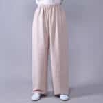 Pantalon de Tai Chi en lin pour femme de couleur beige