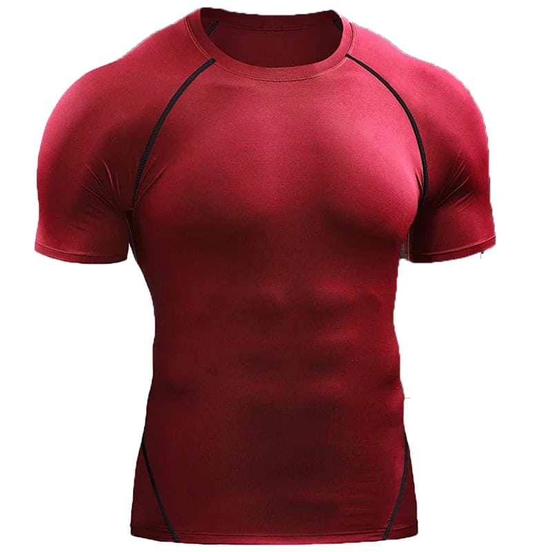 T Shirt de Sport Rouge et Élastique à Séchage Rapide