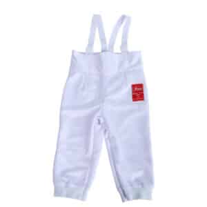 Pantalon Escrime à Scratch et Bretelles pour Enfant sur fond blanc
