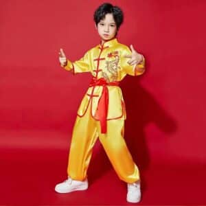 Uniforme de Kung Fu Chinois Satin Brodé Enfant 2
